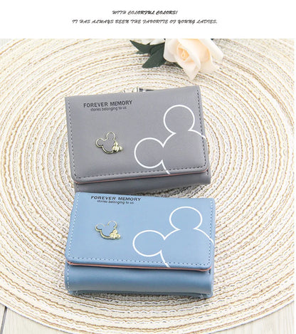 Girls' wallet for teenagers with cartoon letter print and three folds