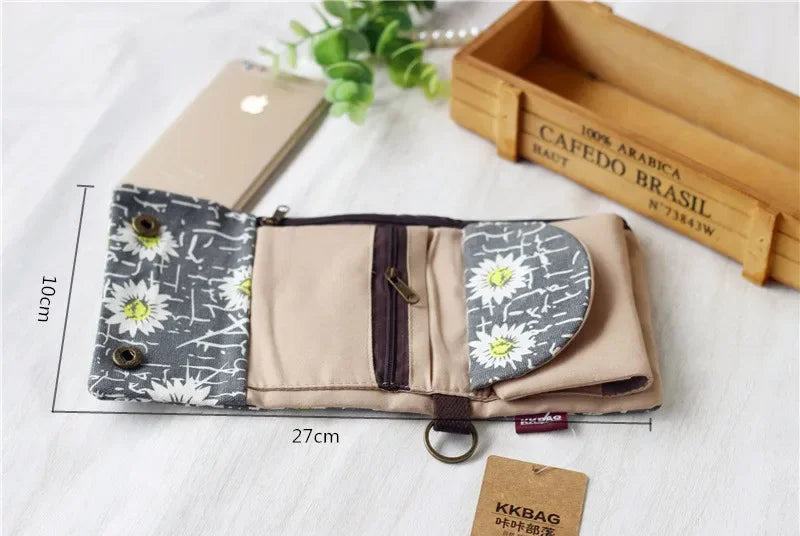 Women's wallet with cartoon print for girls, with key holder and coin purse in various designs.