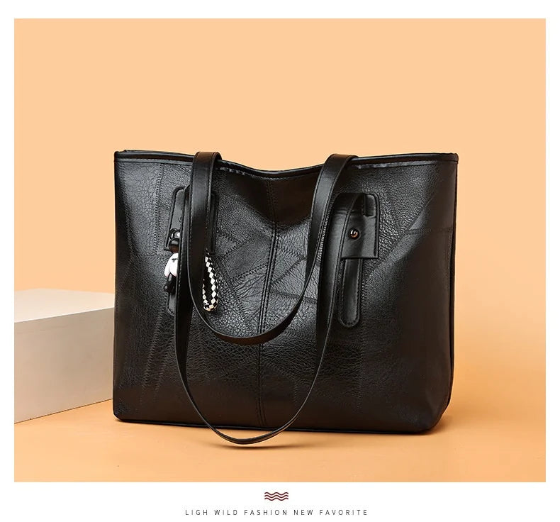 Stylish and elegant women's square tote bag with a horizontal zipper, suitable for carrying by hand or on the shoulder