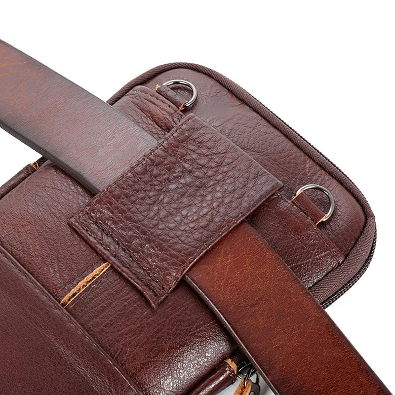 Men's small, crossbody PU leather waist bag for cell phone and other items