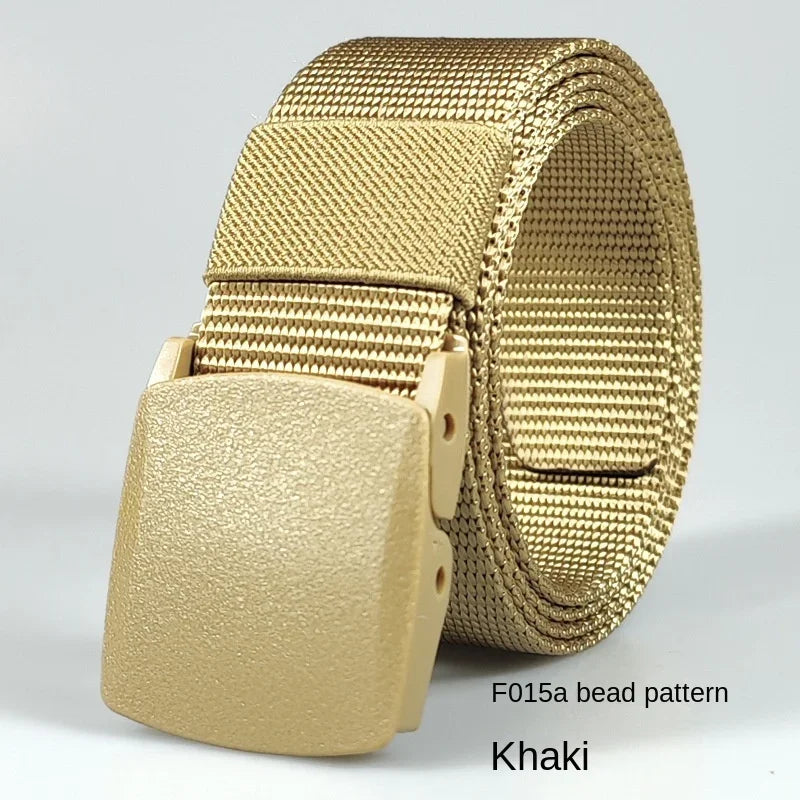 Men's casual belt for outdoor activities, made of canvas and nylon, without metal