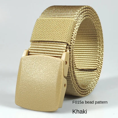 Men's casual belt for outdoor activities, made of canvas and nylon, without metal