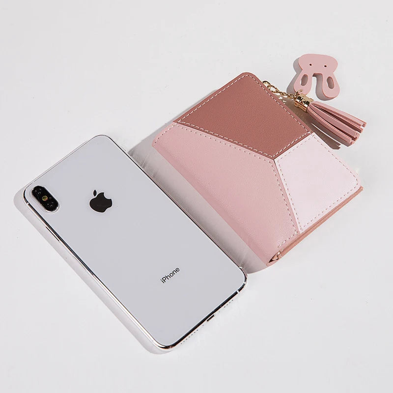 Women's leather wallet with compartments for cards and coins