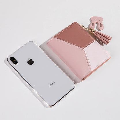 Women's leather wallet with compartments for cards and coins