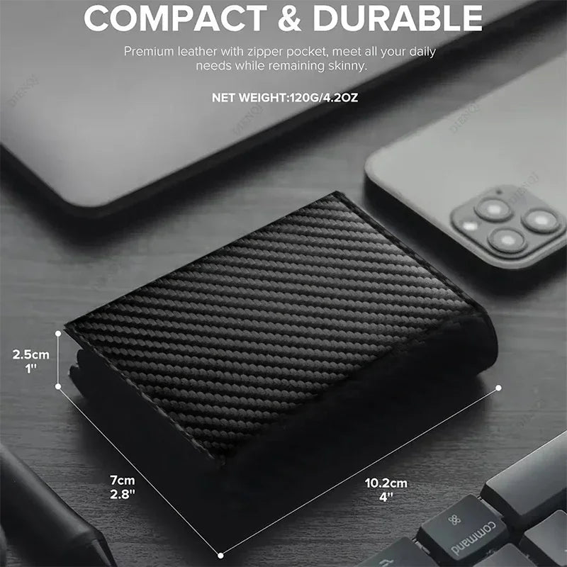 Sophisticated men's wallet in fiber with compartments RFID for cards