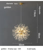Luminária pendente LED moderna Sky Star Fireball Crystal, modelo Dandelion, ideal para restaurantes, salas de estar e bares. Arte dinamarquesa.