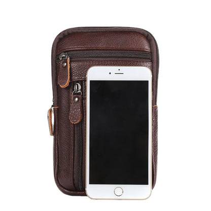 Men's small, crossbody PU leather waist bag for cell phone and other items