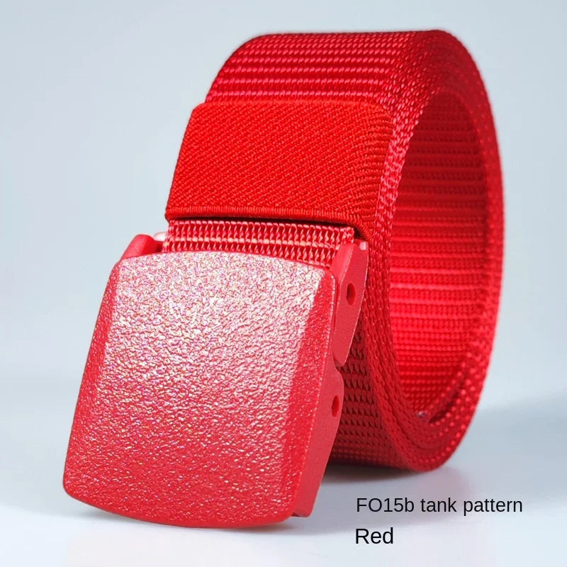 Men's casual belt for outdoor activities, made of canvas and nylon, without metal
