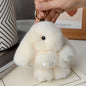 Adorable and fun women's keychain with a rabbit fur pendant.