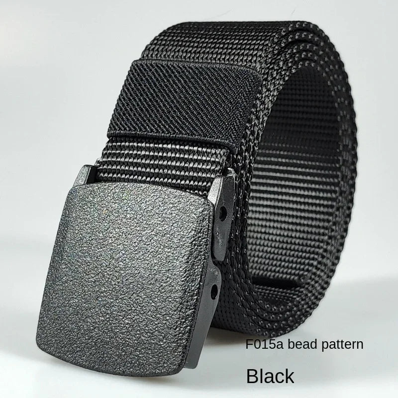Men's casual belt for outdoor activities, made of canvas and nylon, without metal