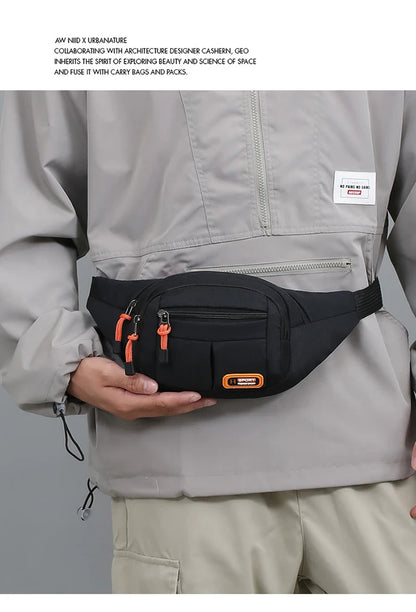 Multifunctional unisex waist bag with large capacity and waterproof properties