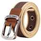 Men's tactical canvas belt, modern and casual, goes well with jeans, ideal accessory for outdoor sports and hunting, with nylon pin buckle