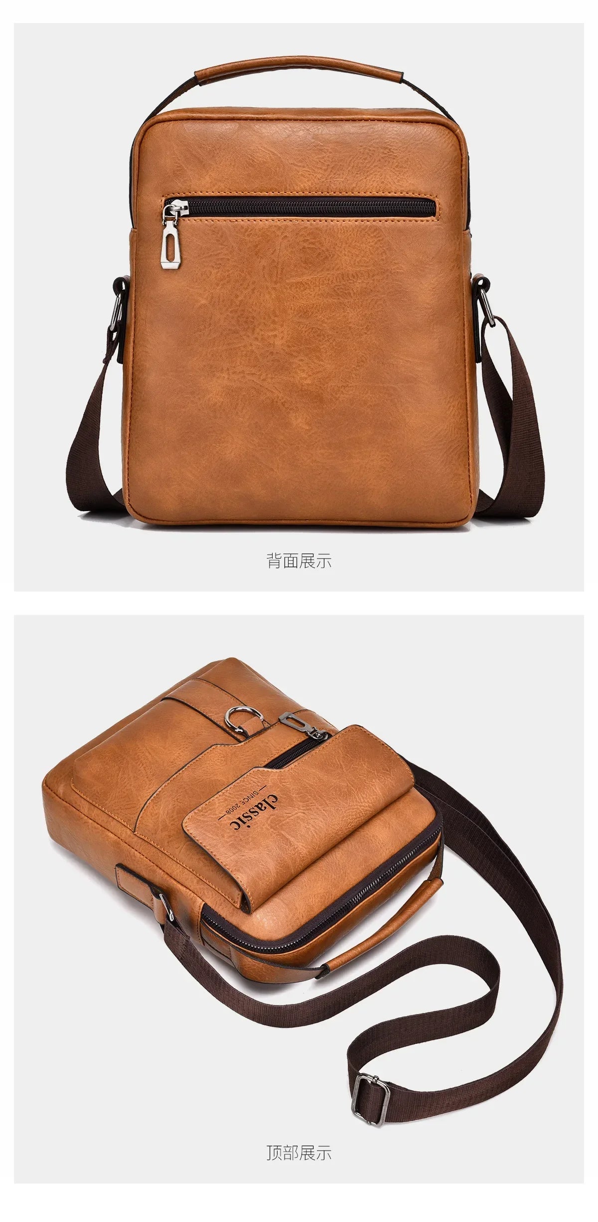 Men's crossbody bag with zipper closure, made of synthetic leather and with ample storage capacity