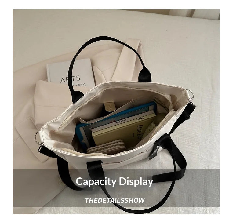 Women's Waterproof Nylon Tote Bag – Large Capacity and Lightweight with Crossbody Strap