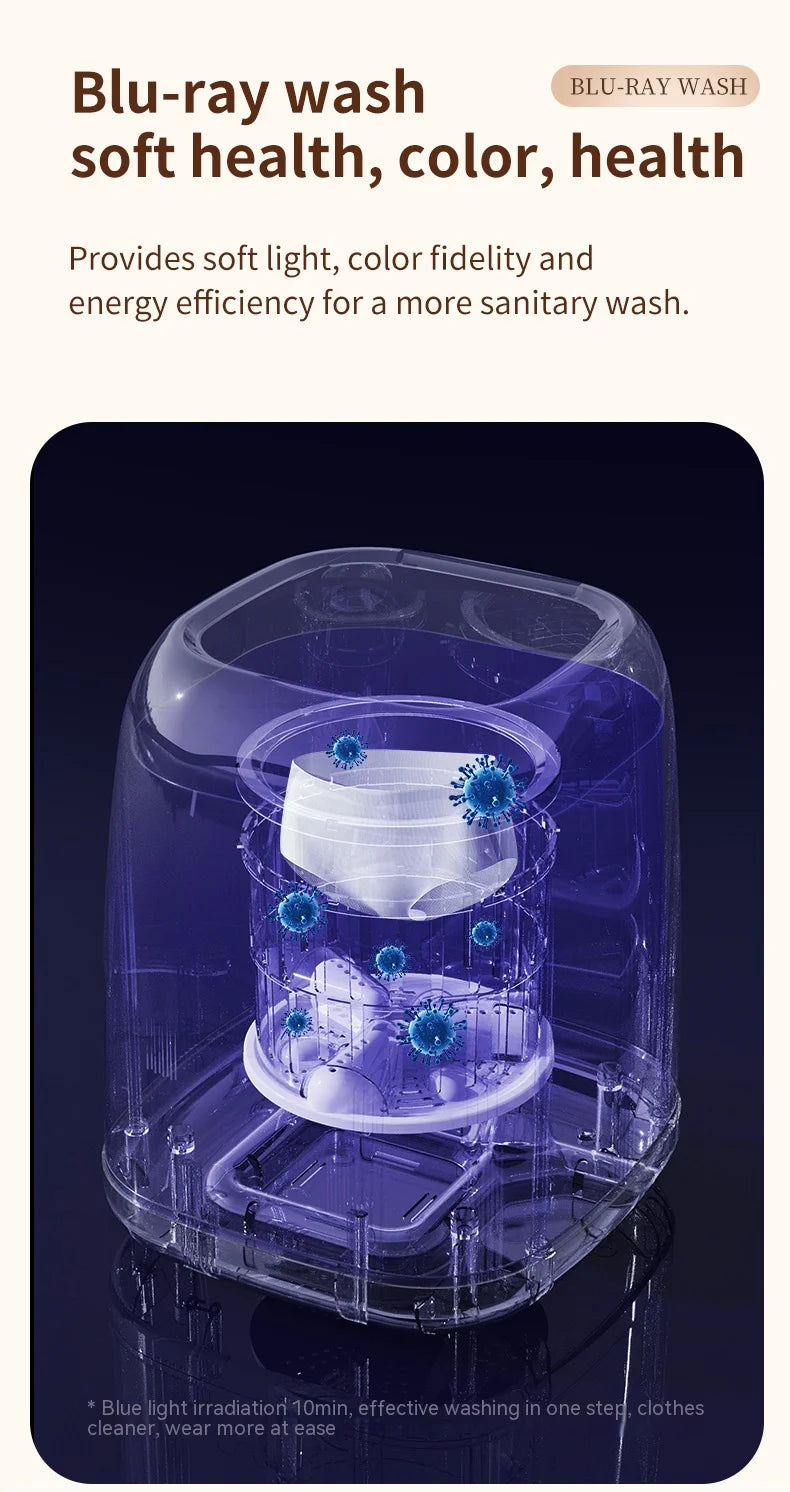 Fully Automatic Portable Mini Washer with Spin-Dry Function (220V) for Underwear and Children's Clothing