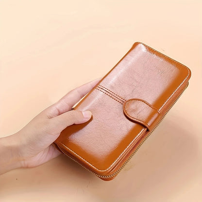 Women's leather wallet with coin and card compartments, available in a variety of colors.