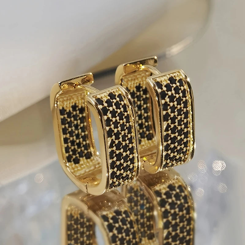 Women's silver or gold hoop earrings set with cubic zirconia