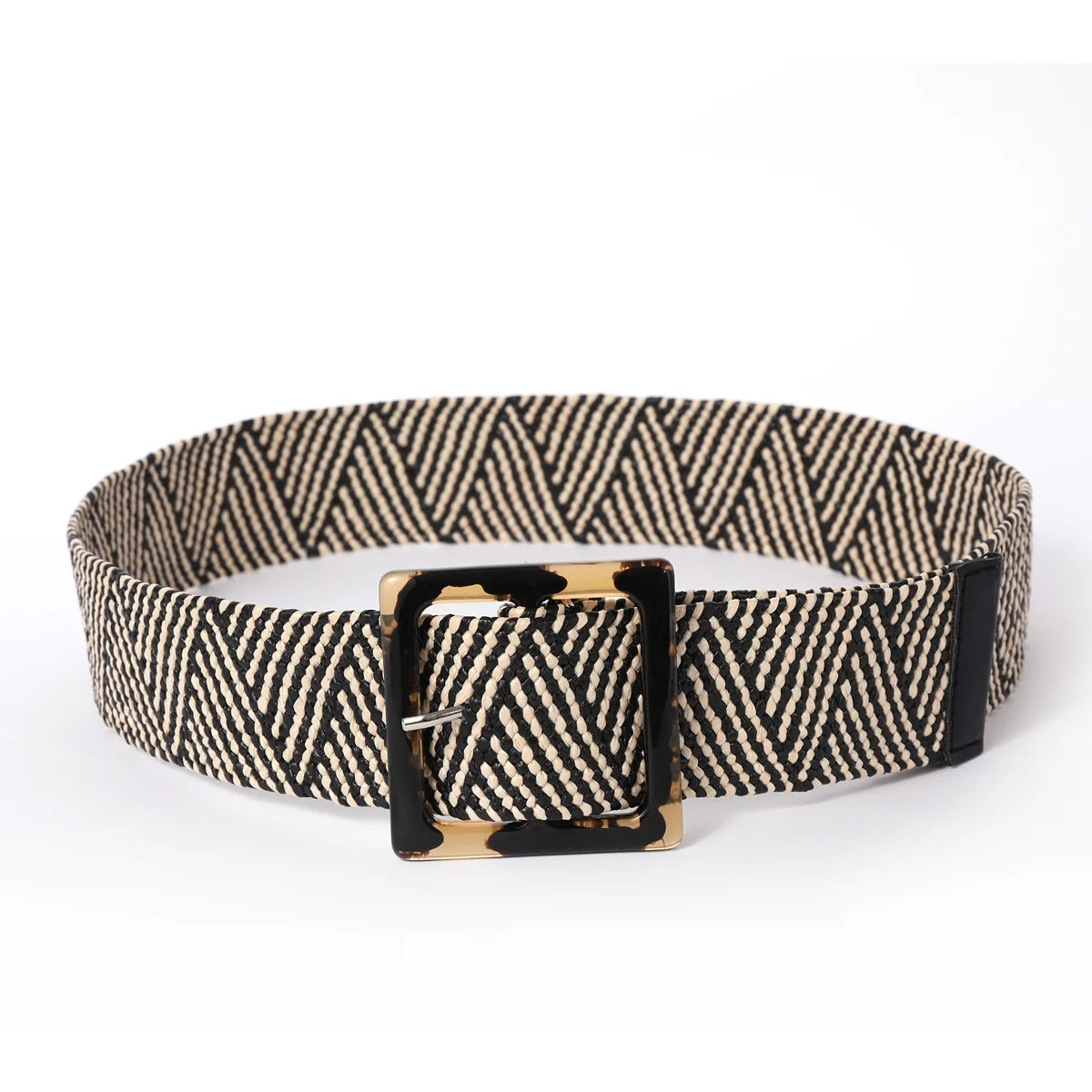 Elegant vintage women's belt, braided, bohemian style with a square buckle