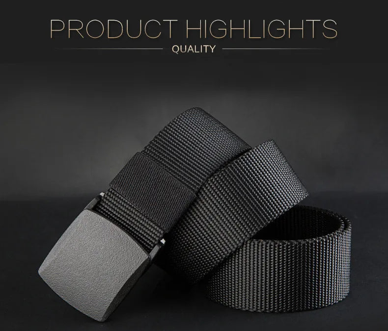 Men's casual canvas belt for outdoor activities, tactical nylon, sports