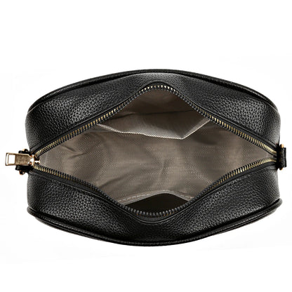Women's leather tote bag, classic style with crossbody strap and chain detail
