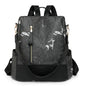Women's Leather Backpack with Anti-Theft Design and Color-Blocking Style – Multifunctional with Large Capacity