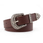 Adjustable women's boho western style belt with round buckle
