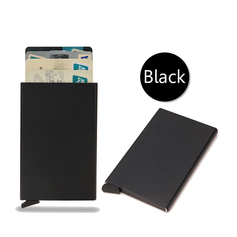Slim and minimalist metal RFID card holder for men and women