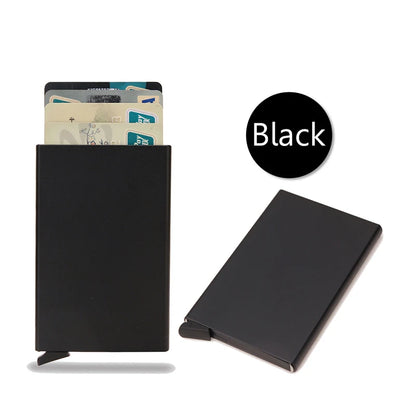 Slim and minimalist metal RFID card holder for men and women