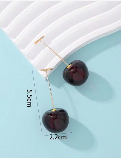 Women's Sweet Red Cherry Drop Earring – Delicate Fruit Design