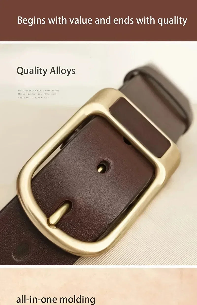 Men's casual and modern cowboy-style belt with a pin buckle, retro style for formal occasions