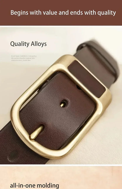 Men's casual and modern cowboy-style belt with a pin buckle, retro style for formal occasions