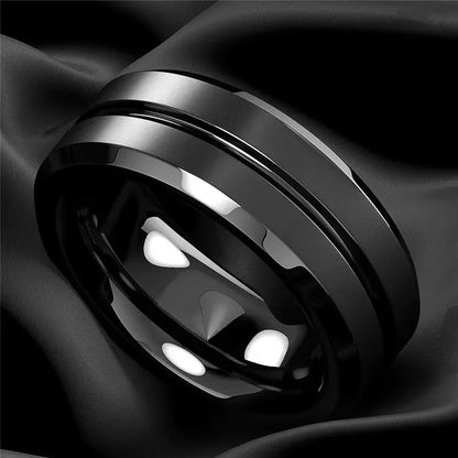 Men's 8mm black stainless steel ring