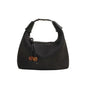 Women's embroidered handbag with zipper, made of silky fabric, adjustable strap