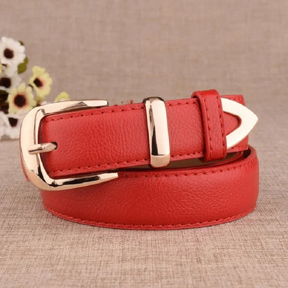High-quality women's leather belt with a vintage buckle