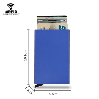 Slim and minimalist metal RFID card holder for men and women