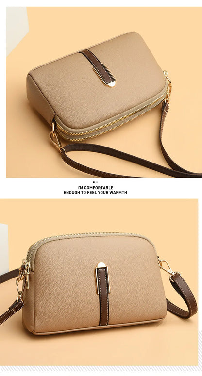 Women's genuine leather handbag with flap, luxurious, messenger style, crossbody
