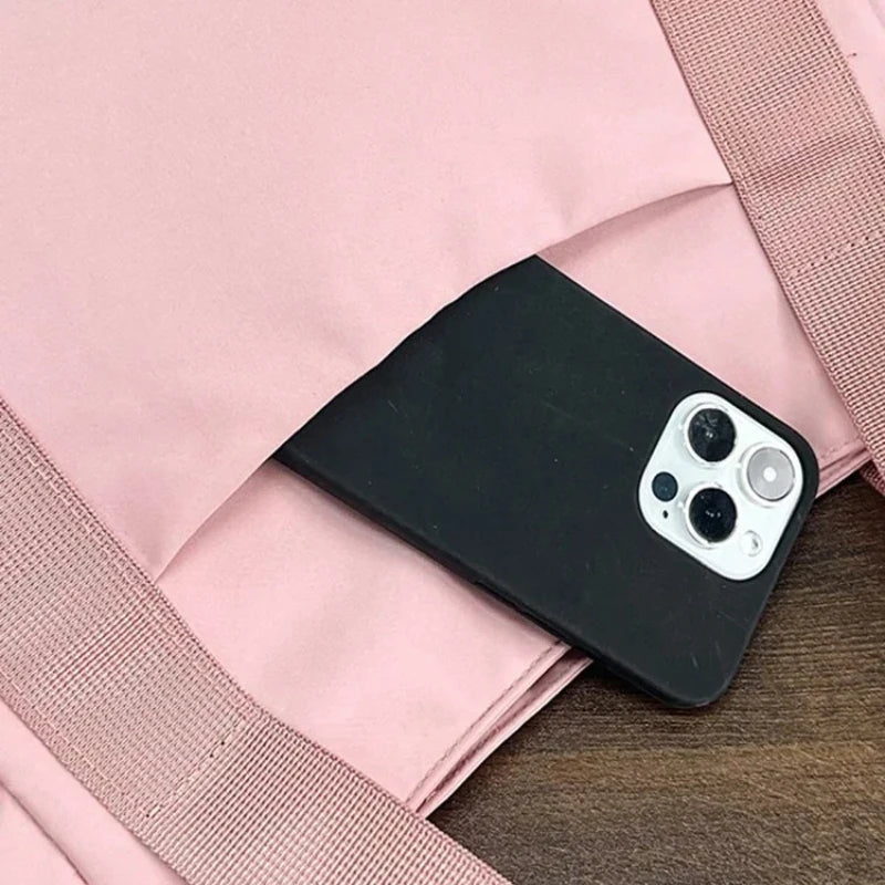 Bolsa de ombro de grande capacidade para mulheres, bolsa casual de nylon durável com vários bolsos, sacola de viagem leve