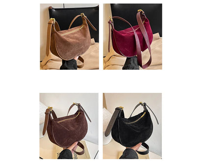 Women's vintage suede crossbody bag, casual and versatile