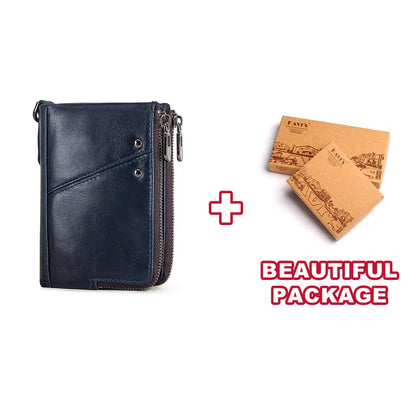 Unisex wallet in genuine leather, compact, with a sophisticated design and RFID-protected compartment for cards
