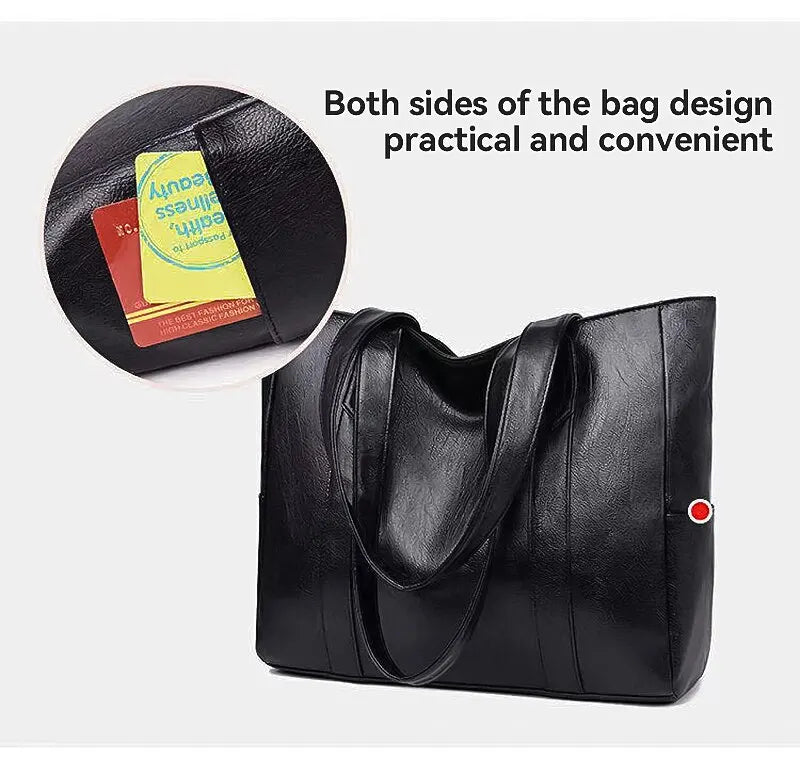 Large-capacity solid-color vintage-style women's handbag