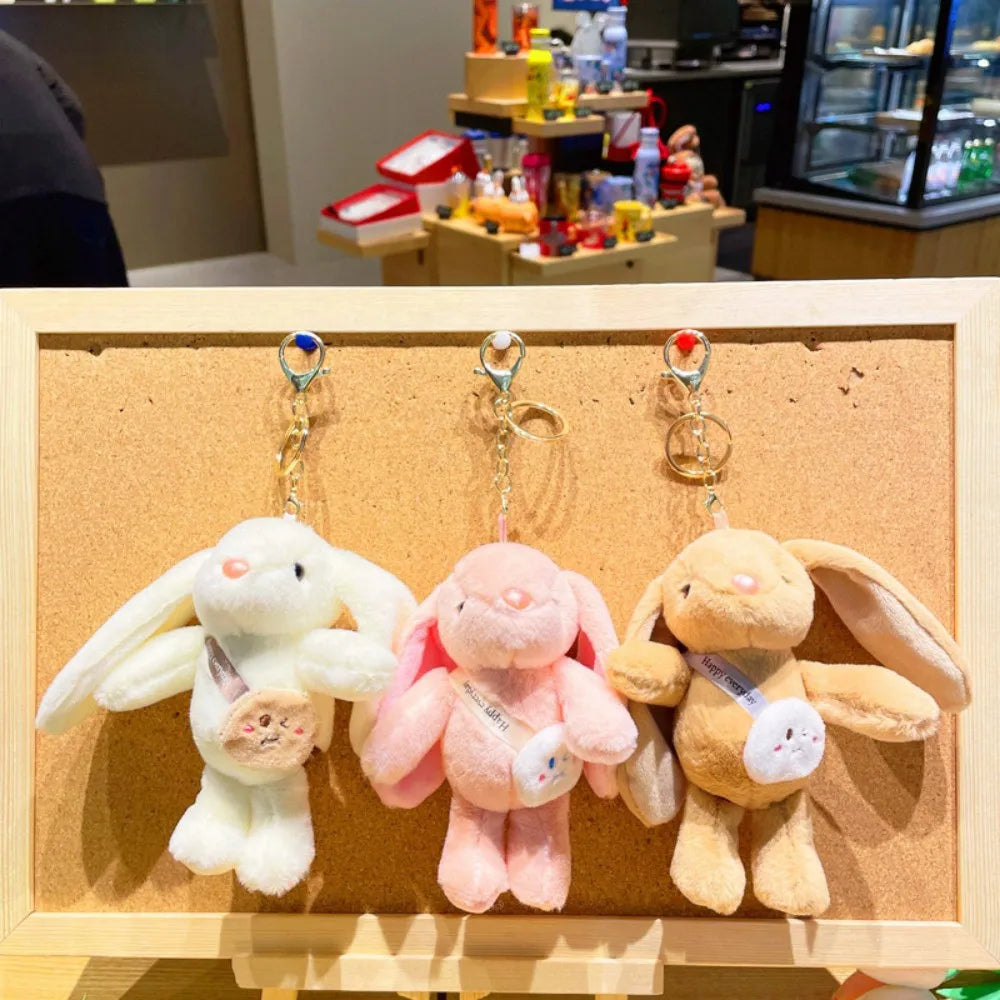 Adorable and fun women's keychain with a rabbit fur pendant.