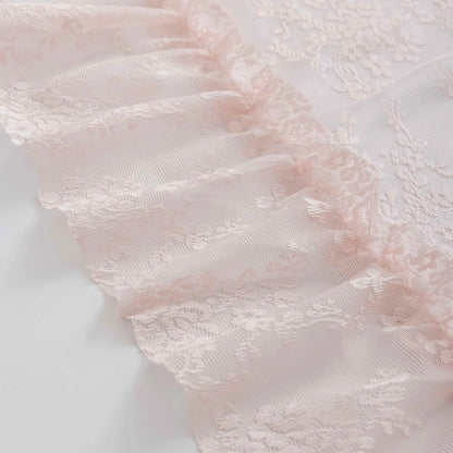 2PC French Pastoral Embroidery Lace Pink Sheer Curtains For Bedroom Living