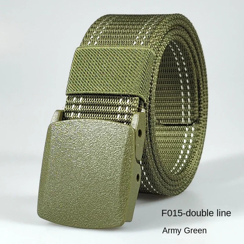 Men's casual belt for outdoor activities, made of canvas and nylon, without metal