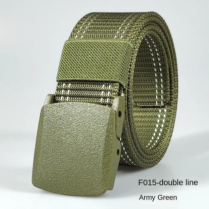 Men's casual belt for outdoor activities, made of canvas and nylon, without metal