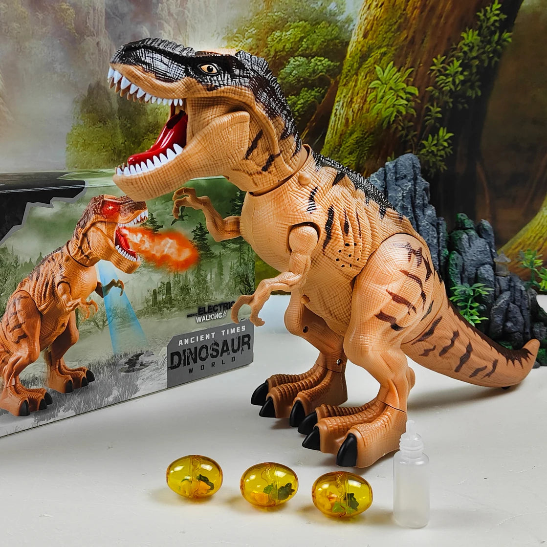 Large, Electric Mechanical Dinosaur Robot Toy for Children – Walks, Releases Smoke, Lays Eggs, Emits Light and Sound