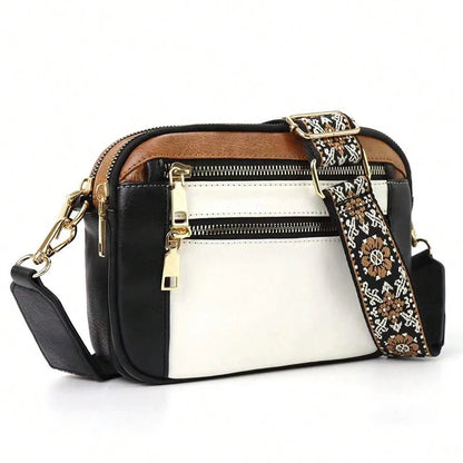 Classic retro multifunctional women's handbag, with shoulder and crossbody strap, zipper closure, small and square shape