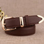High-quality women's leather belt with a vintage buckle