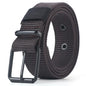 Unisex canvas belt with pin buckle and leather eyelet details