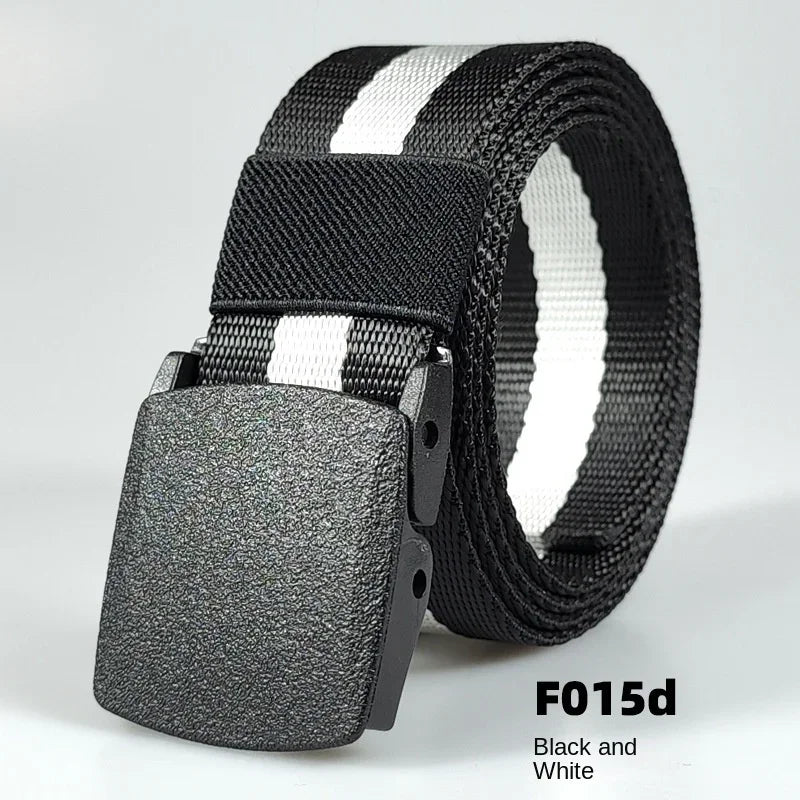 Men's casual belt for outdoor activities, made of canvas and nylon, without metal