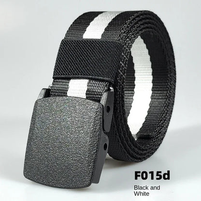 Men's casual belt for outdoor activities, made of canvas and nylon, without metal